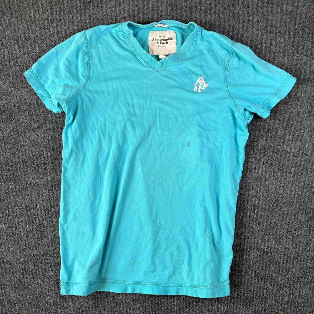 Abercrombie & Fitch Muscle T Shirt Mens XL Aqua Logo Cotton Casual Streetwear